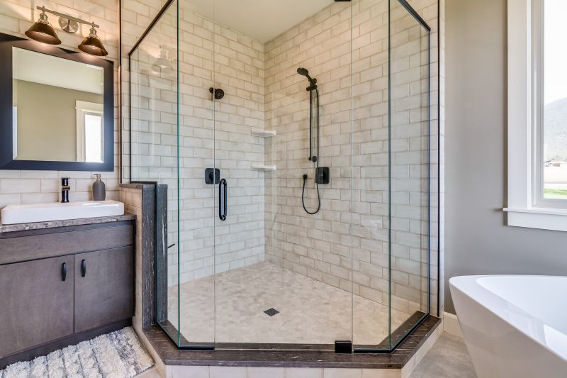 Modern bathroom with glass shower enclosure