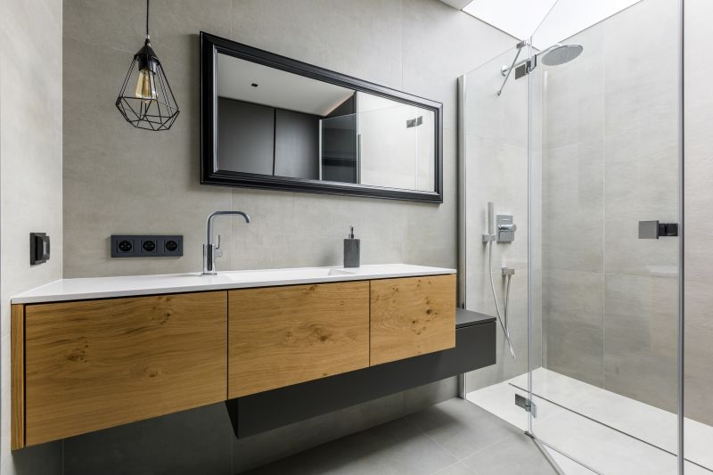 Floating vanity with sleek fixtures